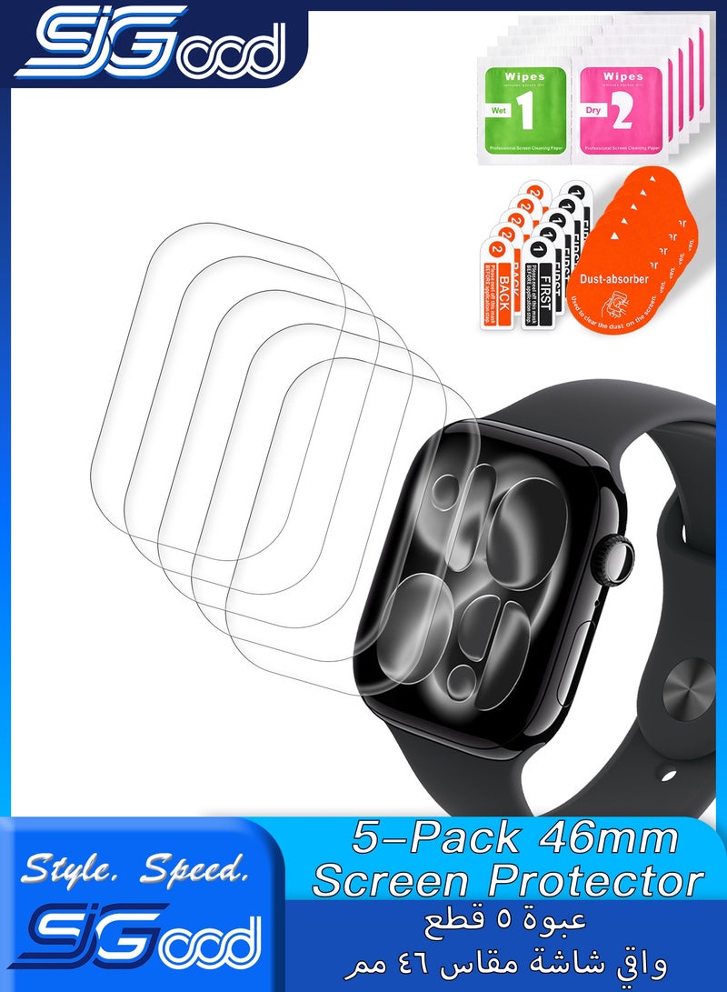SIGood 5 Pack Screen Protector for Apple Watch Series 11/ Series10 46mm, Anti-Scratch, Self-Healing, Soft EPU Screen Protector for Apple Watch 46mm, Bubble-Free, HD Transparent, Touch Sensitive with Easy Installation Kit - Image 1